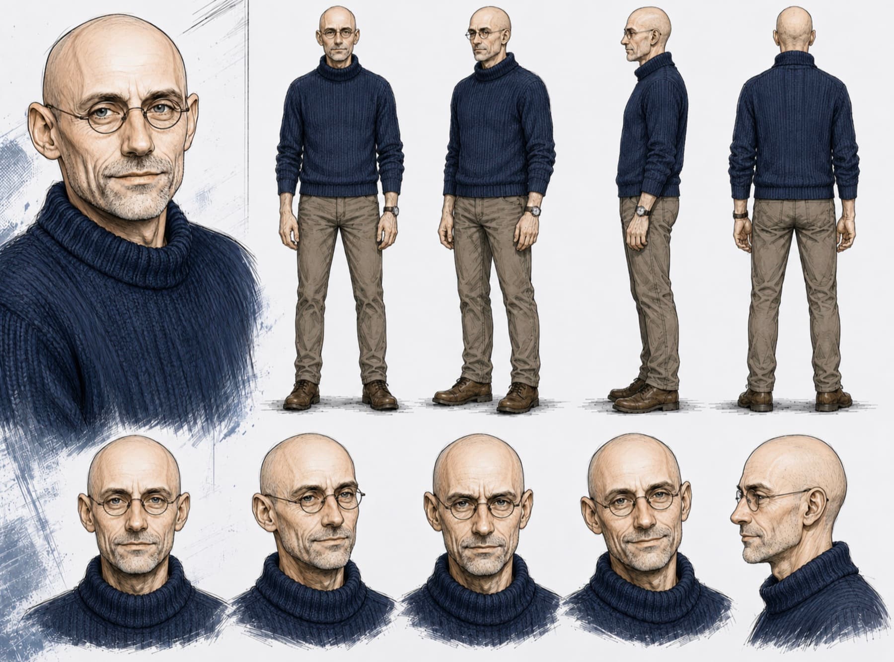Étude de personnage de HELO - le chercheur